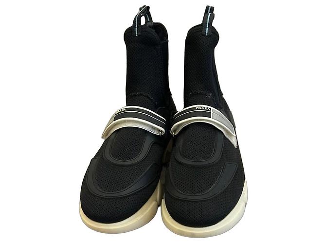 Baskets montantes Prada en tissu noir