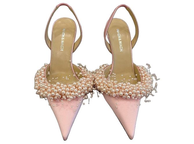 Mach & Mach Escarpins roses ornés de perles