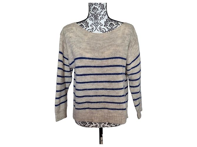 Autre Marque Nina Kendosa Gestreifter Strickpullover - Beige & Marineblau
