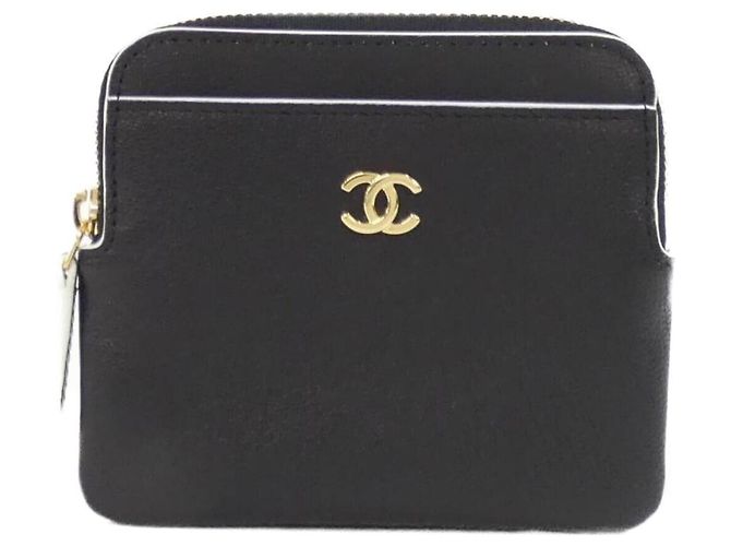 Monedero Chanel en piel de cabra negro