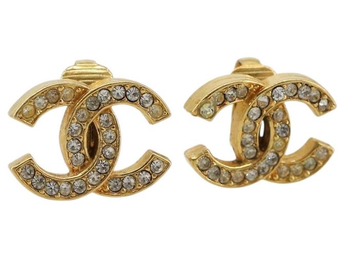 Orecchini CHANEL metallo Gold Tone CC Auth 183505