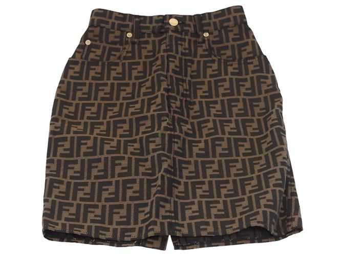 FENDI Zucca Canvas Rock Schwarz Braun Authentisch 178913A