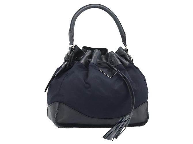 Borsa a Spalla PRADA Nylon e Pelle Nera Argento 182816V Nero