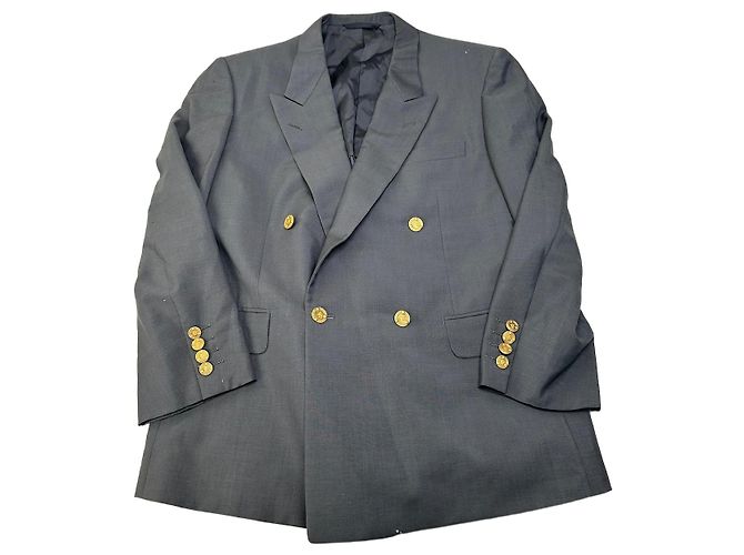 Vintage Dior Wool Blazer Gray Gold Buttons M Grey