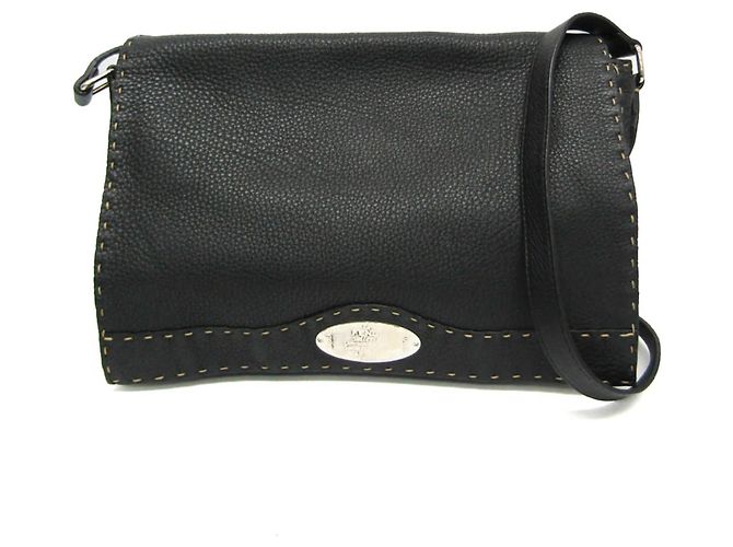 Bolsa Messenger Fendi Selleria em couro Medium Preto