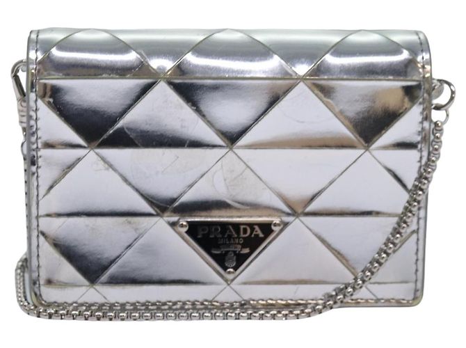 Prada Chain Embellished Leather Silvery