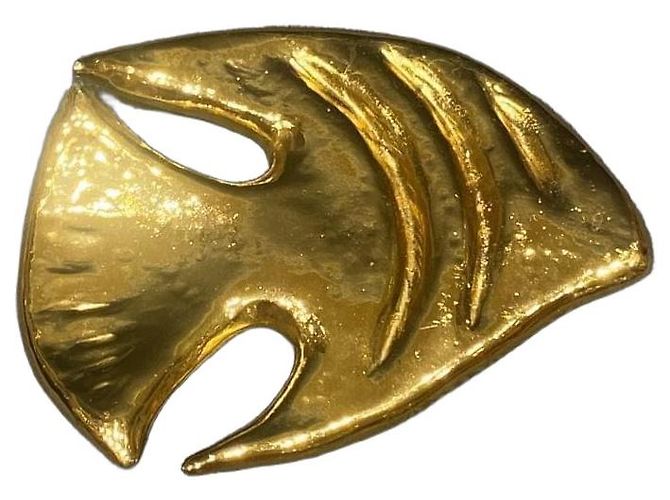 Yves Saint Laurent Broche de Peixe YSL Dourado