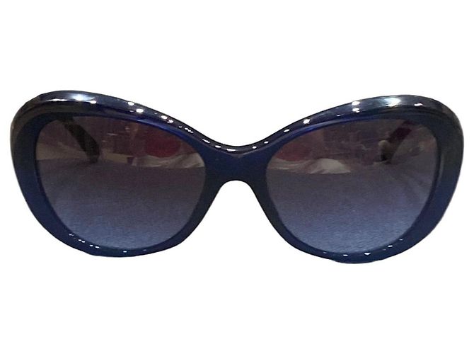 Occhiali da sole Chanel Blu con Camellie Dorate