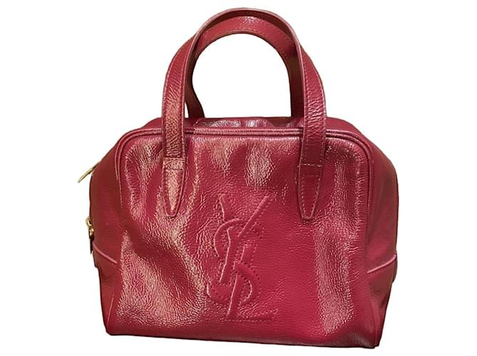 Borsa a mano Yves Saint Laurent in pelle vernice bordeaux Bordò 