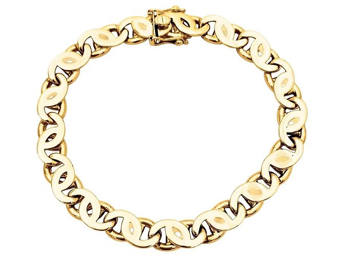 Autre Marque Pulsera de oro, eslabones de ojo de tigre.