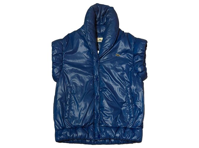 Lacoste Steppweste blau mit Kapuze
