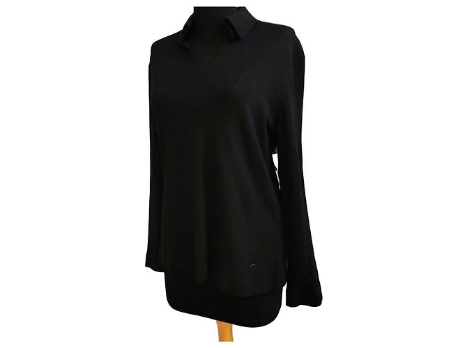 Chanel Uniform Strick-Polo Tunika Schwarz