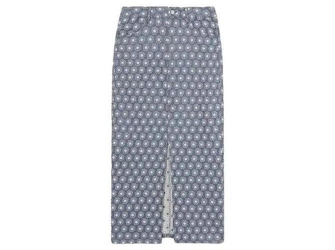 Autre Marque Sister Jane Midi-Rock mit Blumenprint Weiß Blau