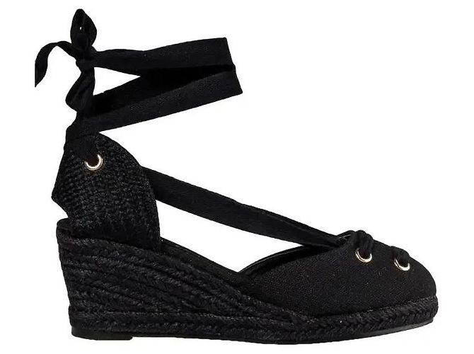 Autre Marque Sandales compensées espadrilles noires à lacets