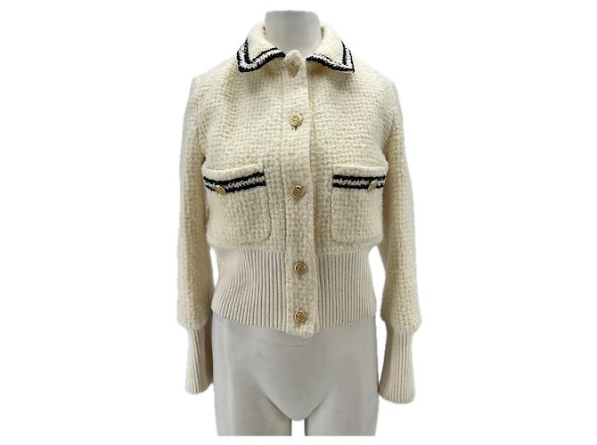 Maje Veste texturée blanche et noire White