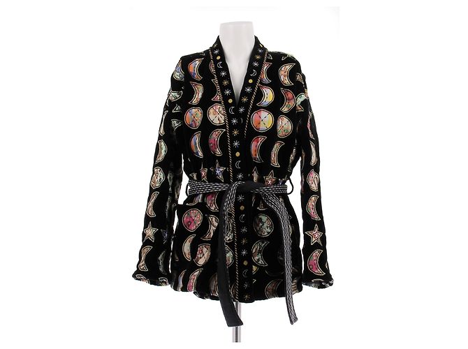 Autre Marque Kimono aus schwarzem Samt