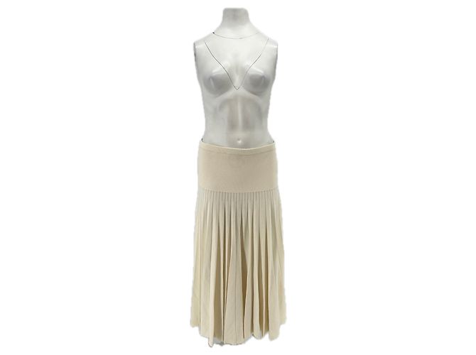 Eric Bompard Gonna lunga plissettata ecru Beige