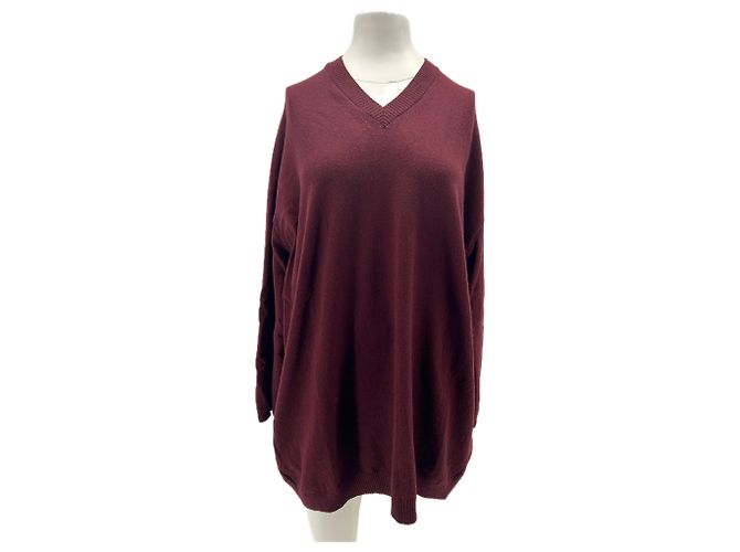 Autre Marque BITE Wollpullover in Bordeaux mit V-Ausschnitt