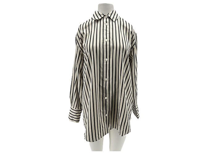 Camisa Anine Bing de rayas de manga larga blanca de algodón Blanco