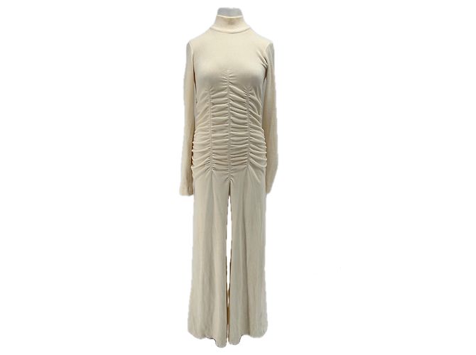 Autre Marque BITE Langes beige Baumwollkleid mit Rüschen