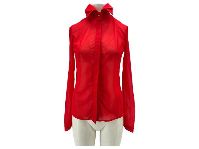Autre Marque Camicia trasparente rossa Rosso