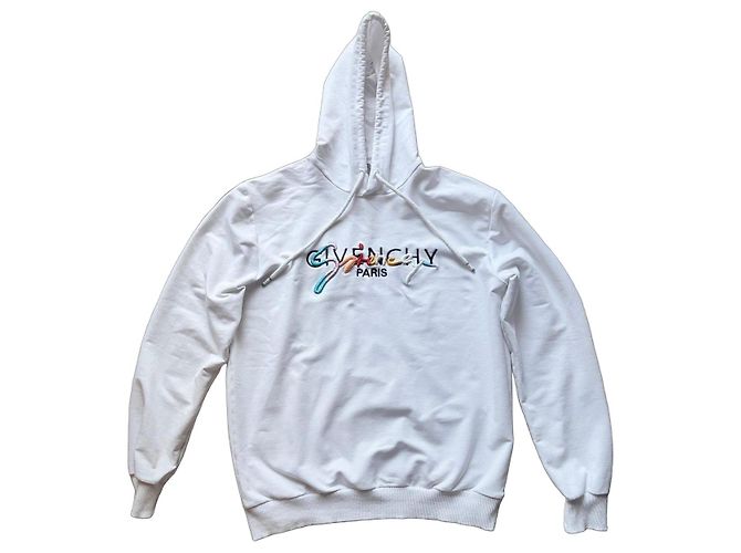 Givenchy Paris Kapuzenpullover aus weißer Baumwolle Mehrfarben 