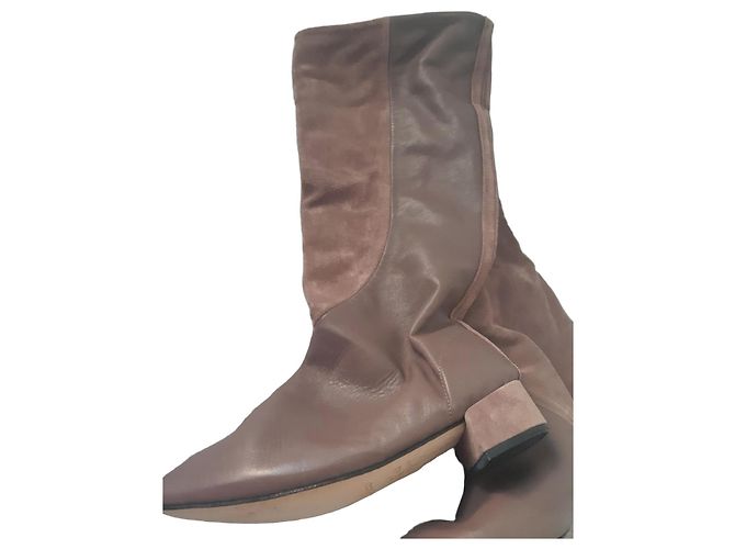 Repetto Botas altas de couro e camurça marrom