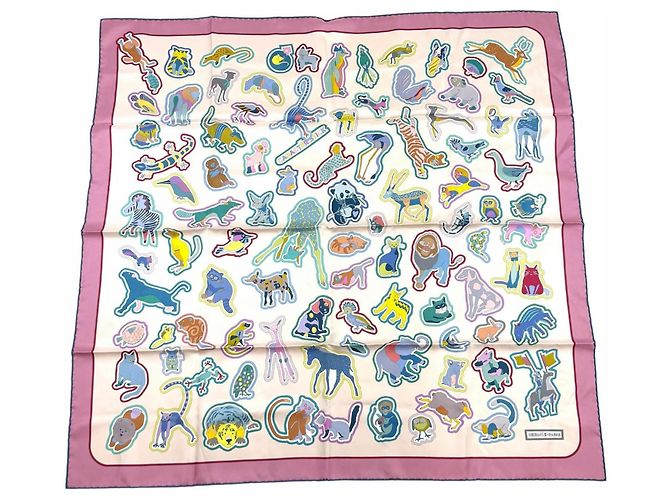 Hermès HERMES Carre Double Face 90 Silk Scarf Multicolore