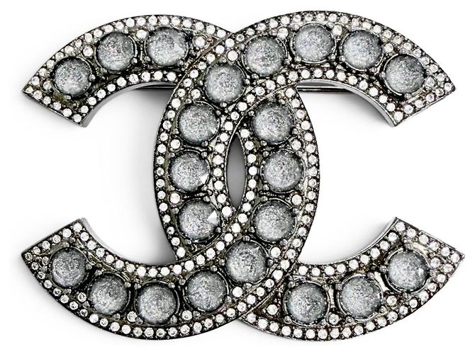 Spilla Chanel Coco Mark con strass Argento