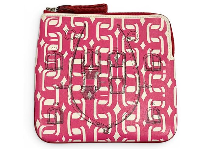 Hermès HERMES Carre Pocket Pink Veau Swift Round Zip Mini Pouch Rose 