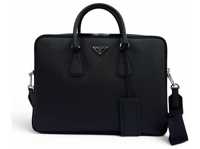 Mallette en cuir Saffiano Prada Noir