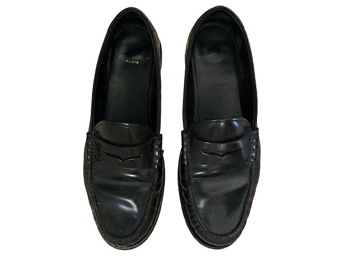 Saint Laurent Mocasines de cuero negro