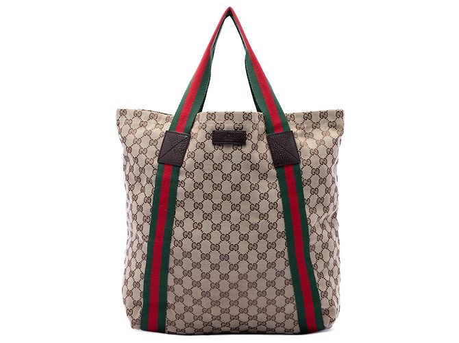 Tote Gucci em lona GG bege com Web