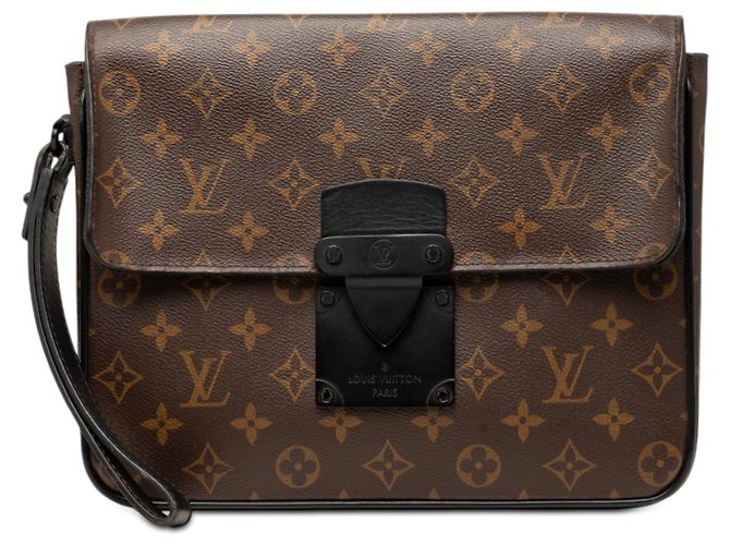 Pochette A4 Louis Vuitton Brown Monogram Macassar S Lock Marrone