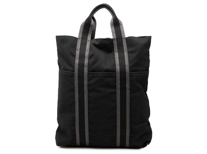 Hermès Black Toile Fourre Tout Cabas