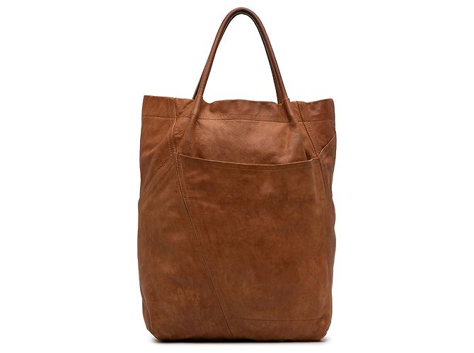 Tote de cuero marrón con bolsillo frontal Marni Castaño