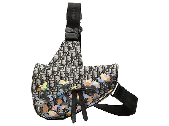 Borsa a tracolla Dior Blue Alex Foxton Oblique Canvas Saddle