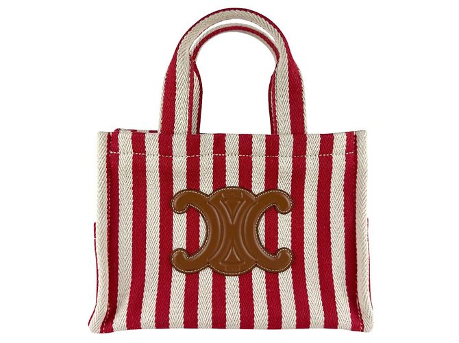 Céline Sac Cabas Thais Small de Celine Marron Blanc Rouge
