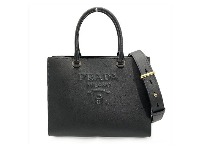 Borsa a tracolla in pelle Saffiano Prada Nero