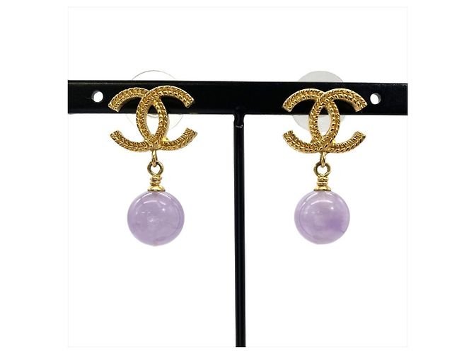 Orecchini Chanel Coco Mark Swing D'oro Porpora 