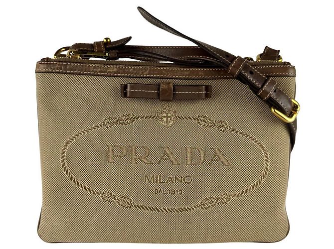 Jacquard Borsa a tracolla marrone Prada 