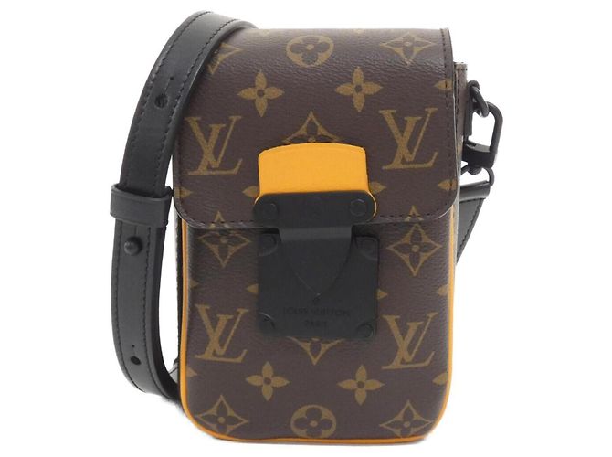 Sac à épaule vertical Louis Vuitton Monogram Macassar S-Lock Marron