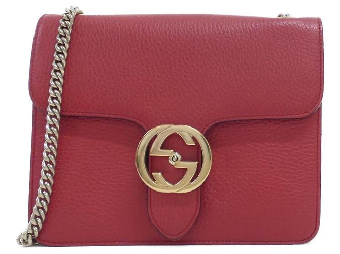 Borsa a tracolla in pelle rossa Gucci Rosso