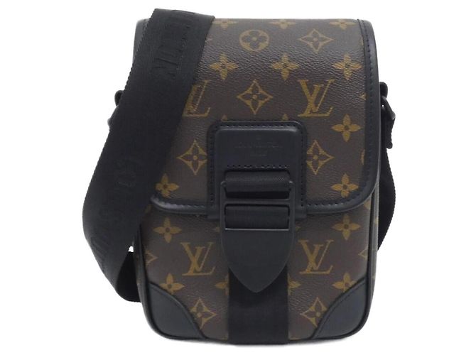 Bolsa de Ombro Louis Vuitton Monogram Macassar Archie Messenger PM M46442 Marrom Preto