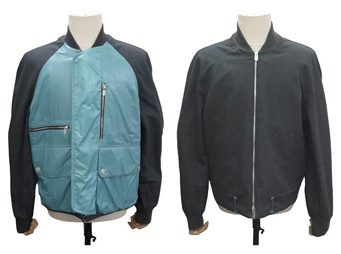 Hermès HERMES REVERSIBLE BOMBER JACKET L 52 IN POLYESTER BLUE Navy blue
