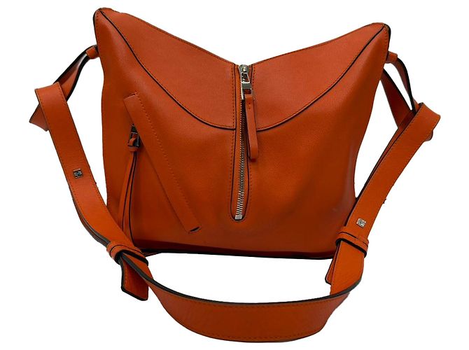 Pequena bolsa de ombro Hammock Loewe em couro de bezerro laranja
