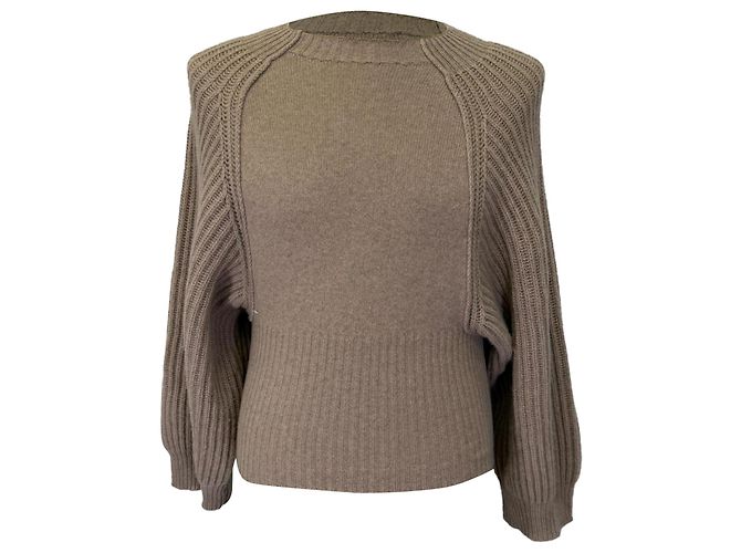 Stella Mc Cartney Stella McCartney Strickpullover mit Ballonärmeln aus braunem Kaschmir Rot