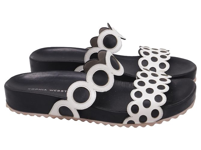 Sandali slide traforati Sophia Webster in pelle bianco e nero