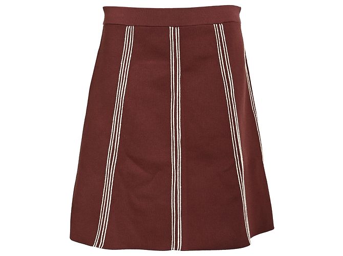 Mini saia evasê listrada Sandro em viscose bordô Vermelho Bordeaux