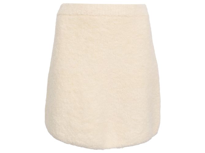Mini saia Ba&Sh com detalhe em pele de lã de alpaca creme Branco Cru